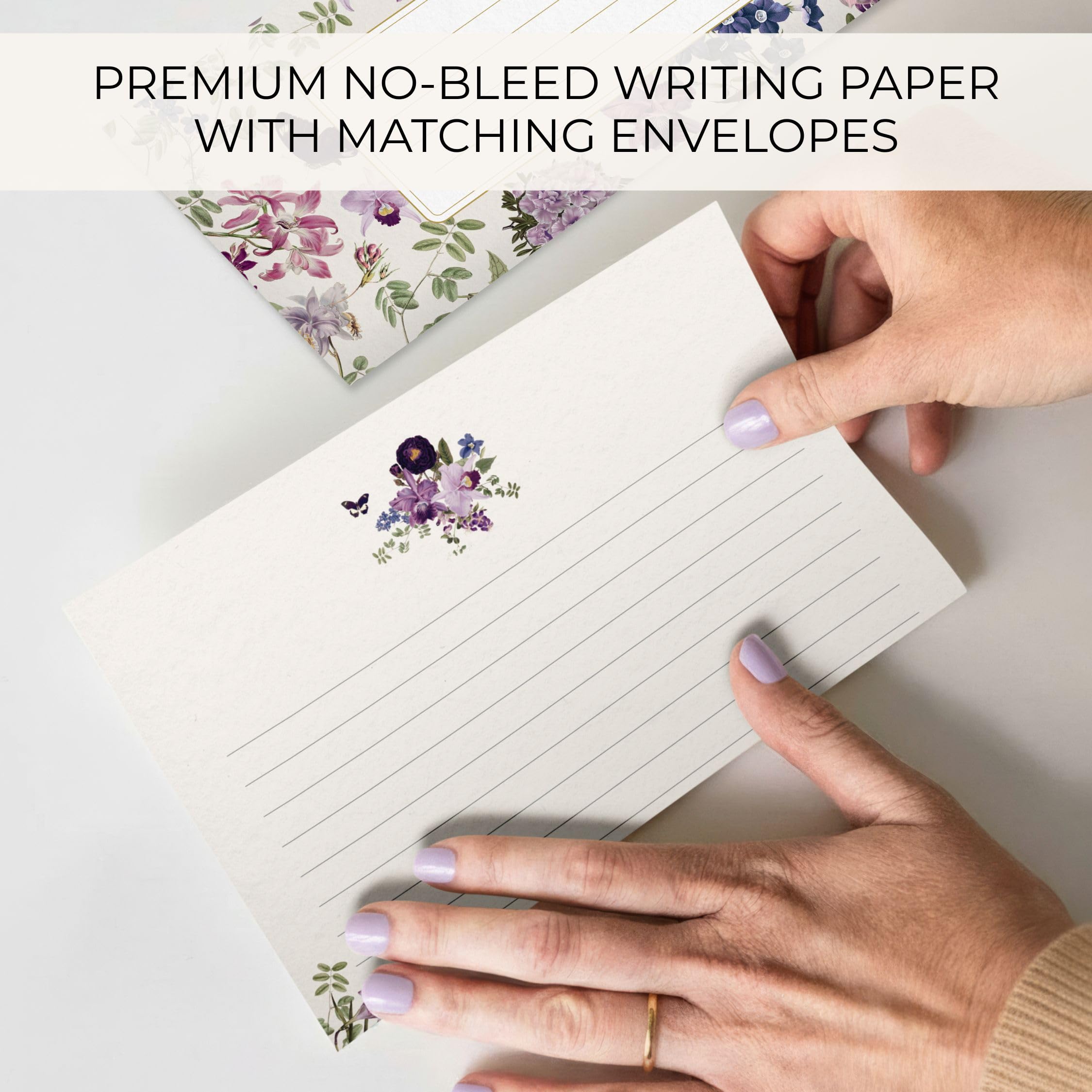 Beautiful Stationery Set with Envelopes - Premium-Quality, No-Bleed Letter Writing Paper with Elegant Floral Designs - Cute Stationary Kit for Women and Thoughtful Gift for Loved Ones