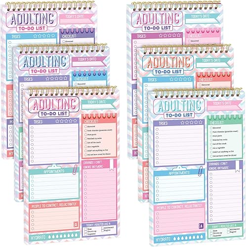 Miniatura 8 de Glenmal Paquete de 6 blocs de notas para adultos con lista de tareas pendientes, planificador diario de lista de tareas, planificador de lista de