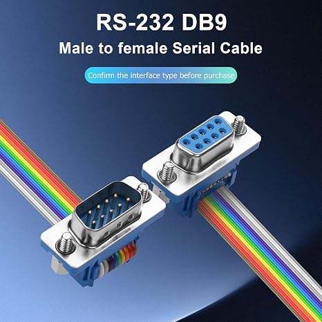 DB9 Serial Extension Cable RS232 DB9 Male to Female Straight Through Serial Cable DB9 9-Pin COM Port Serial Cable for PC Modem PDA 1.6FT/50CM (Male to Female DB9 Connector)