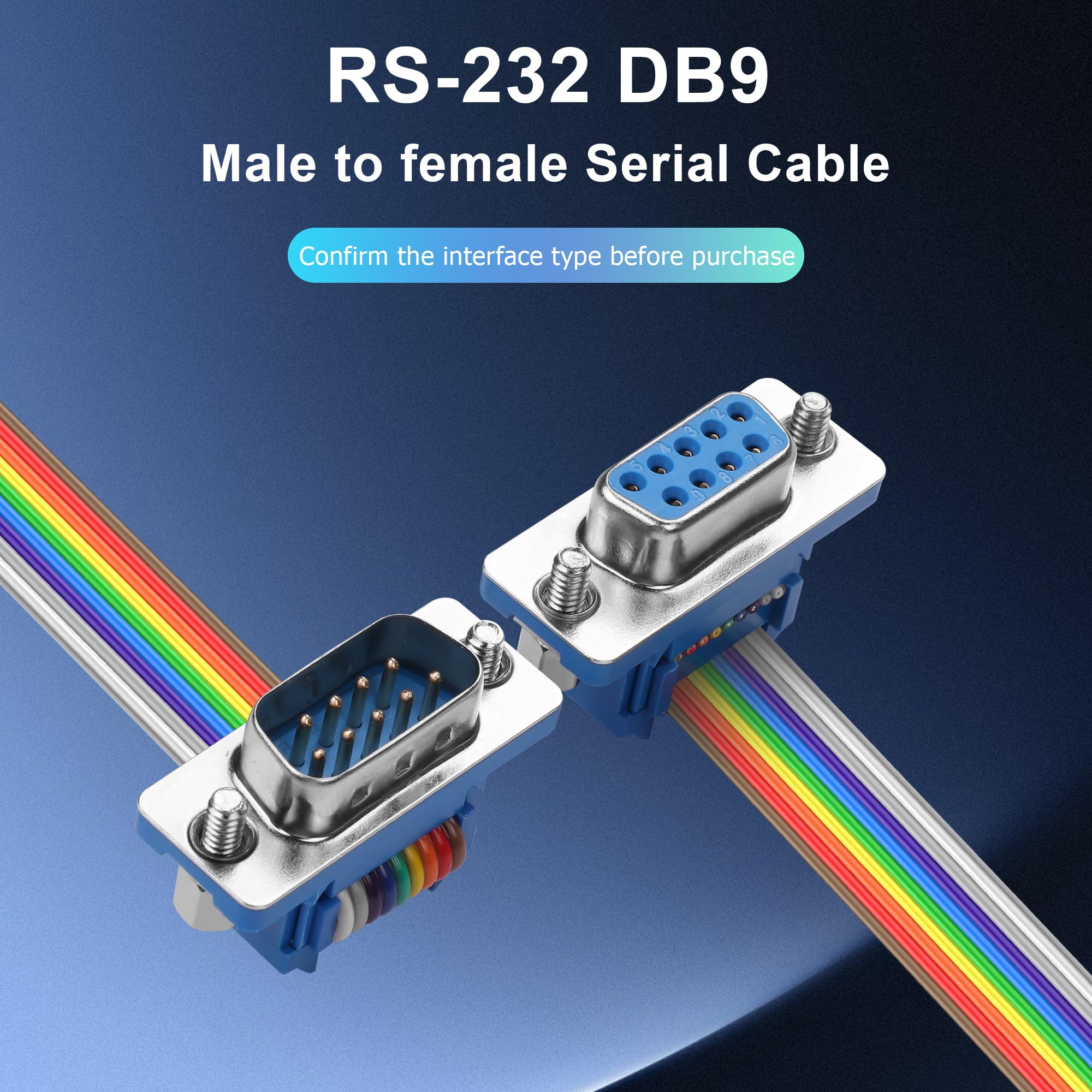 DB9 RS232 - Cable alargador de 9 pines para módem de PC y PDA, 50 cm (macho a hembra)