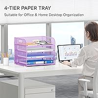 Vista 42 de 5 Tray Paper Organizer Letter Tray with Handle - Mesh Desk File Organizer, Paper Sorter Organizer for Office, Home or School File Folder Holder
