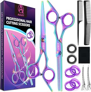 Hairdressing Scissors Set, 14 Pieces Professional 6.7 Inch Hair Scissors Set, Sharp Hair Cutting Scissors, High Quality 440C Delsteel Hair Scissors, Hairdressing Scissors Set for Women, Men, Children, Family Hairdressing Salon