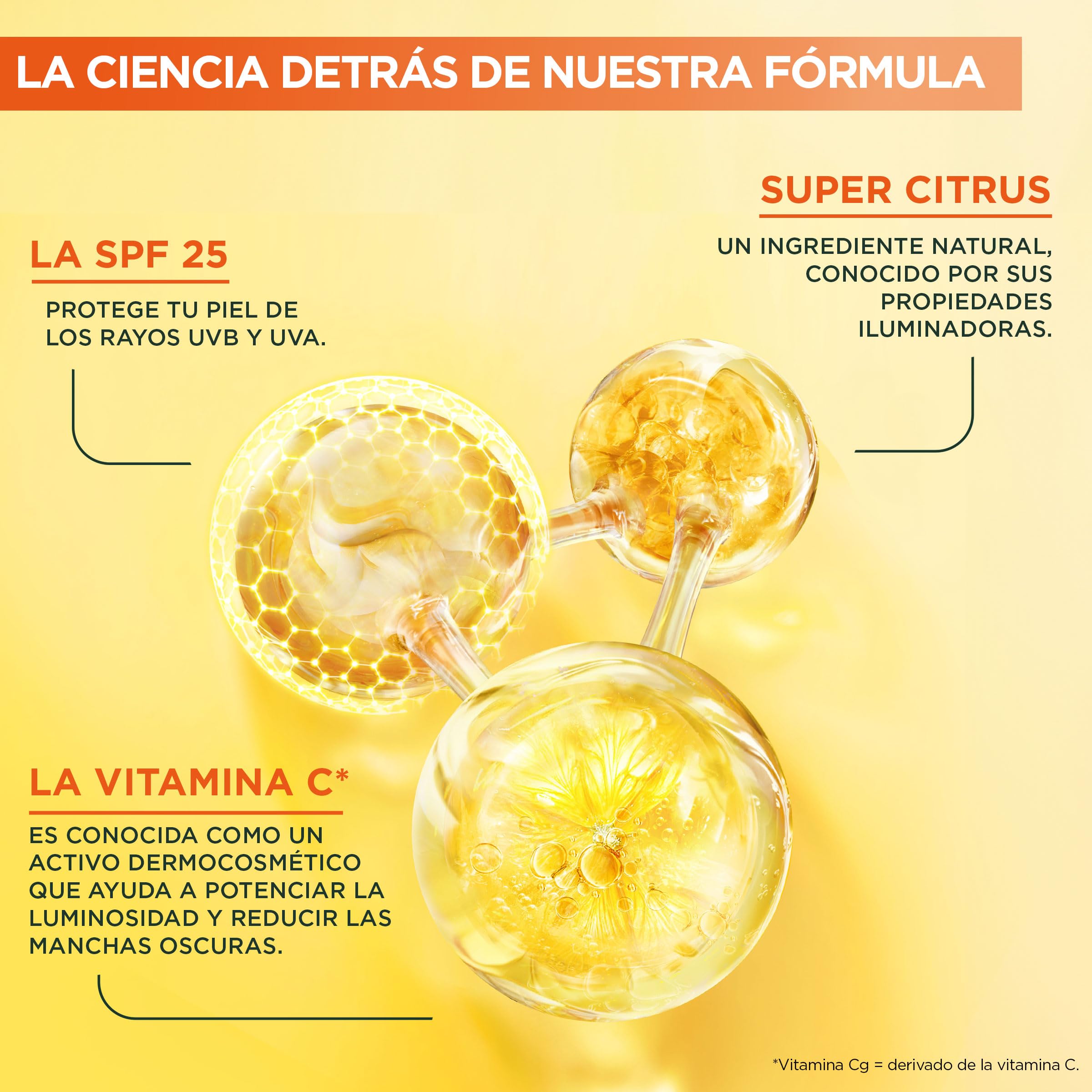 Garnier SkinActive Vitamina C 2 en 1 Crema Sérum Antimanchas Iluminadora FPS 25. Reduce manchas oscuras y corrige el tono irregular con 72 h de hidratación. Protección Media FPS25, 50 ml — view 4