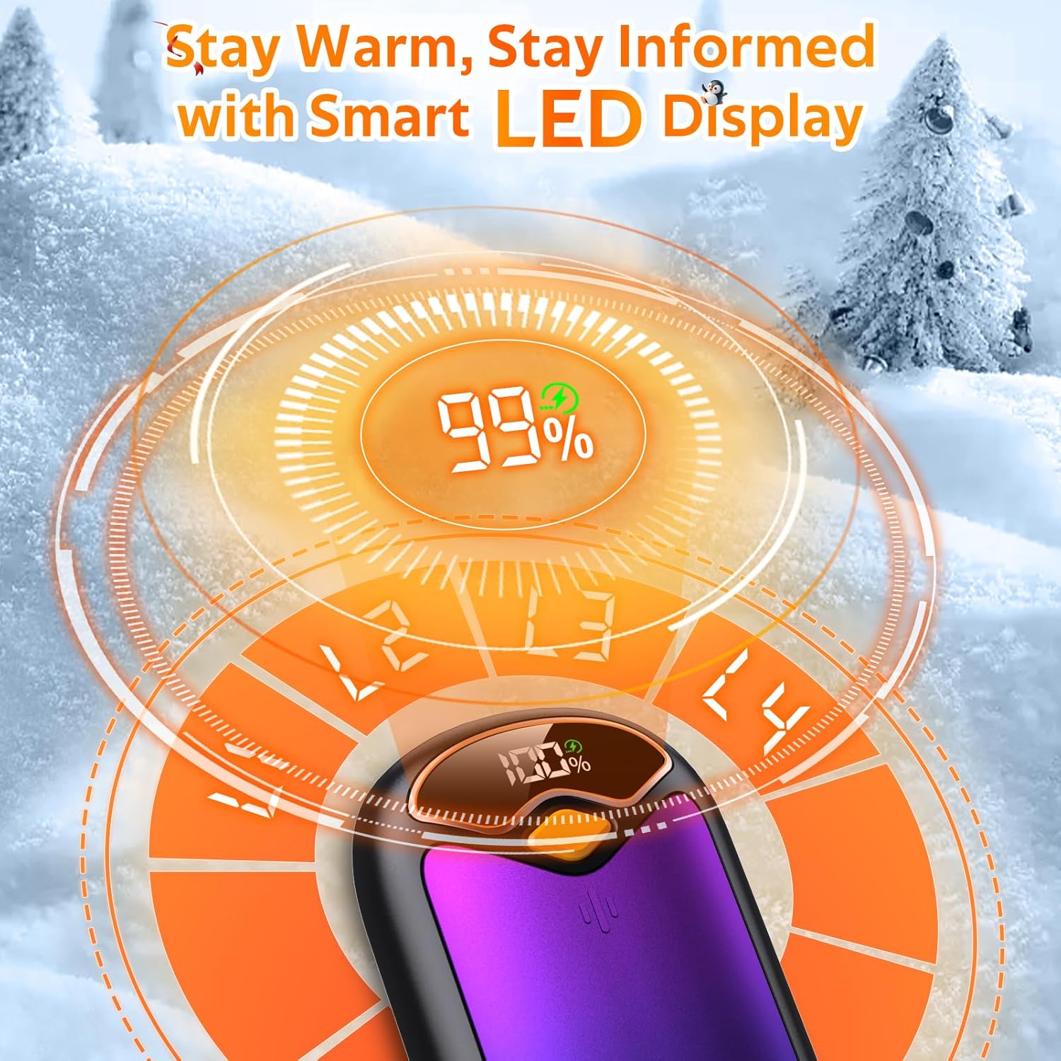Hand Warmers Rechargeable - Magnetic Electric Hand Warmers 2 Pack, LED Display, 4 Settings Fast Heating Reusable Portable Heater Handwarmers for Golf Hunting Camping Essentials, Gifts for Men Women - Image 2
