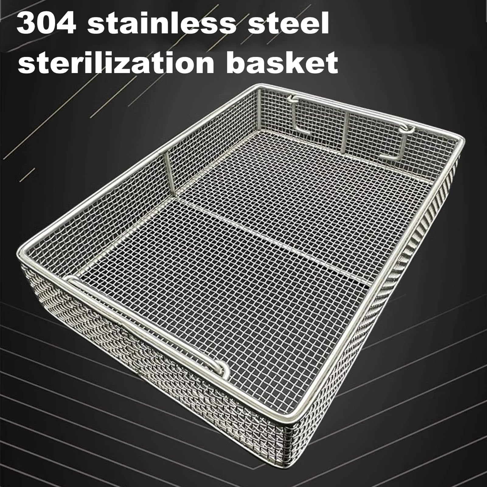 Cesta de esterilización de acero inoxidable 304, bandeja de desinfección perforada de malla con tapa para instrumentos médicos, caja esterilizada