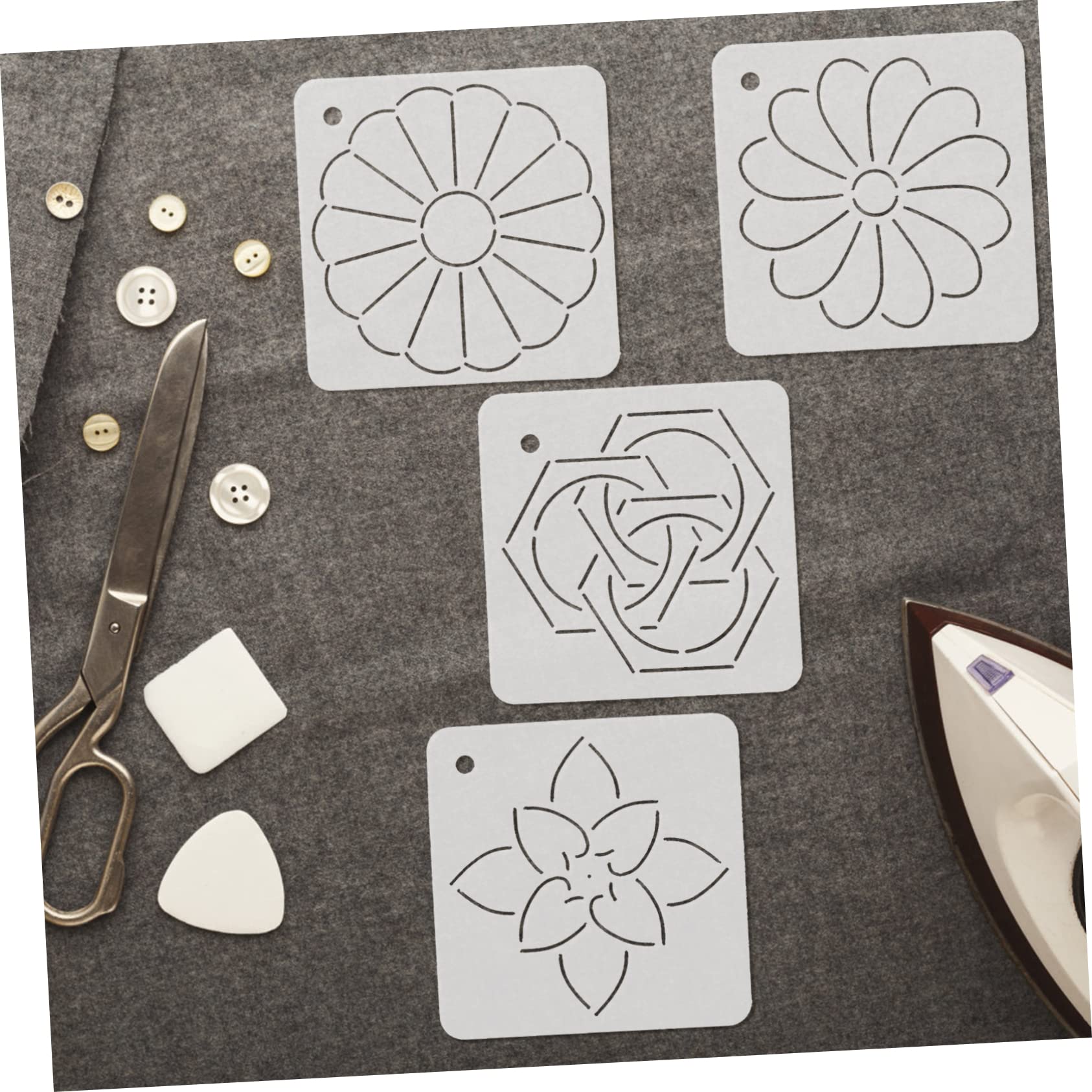 NUOBESTY 12piezas Plantillas De Acolchado De Acrílico Para Costura y Bordado Para Manualidades Herramientas De Patchwork y Sashiko Para Aficionados y Profesionales