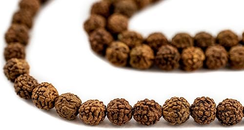 Miniatura 6 de Cuentas Rudraksha Mala de 0.472in, 108 auténticas cuentas de rosario de oración nepalí - El pecho de cuentas