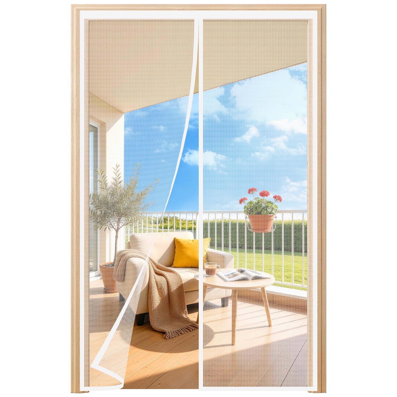 Zanzariera Magnetica 240x240cm Bianco, Tenda Zanzariera Magnetica Porta Finestra Rete Fine, Anti Insetti Traspirante Chiusura Automatica per Porta Finestra Balcone Soggiorno Ingresso
