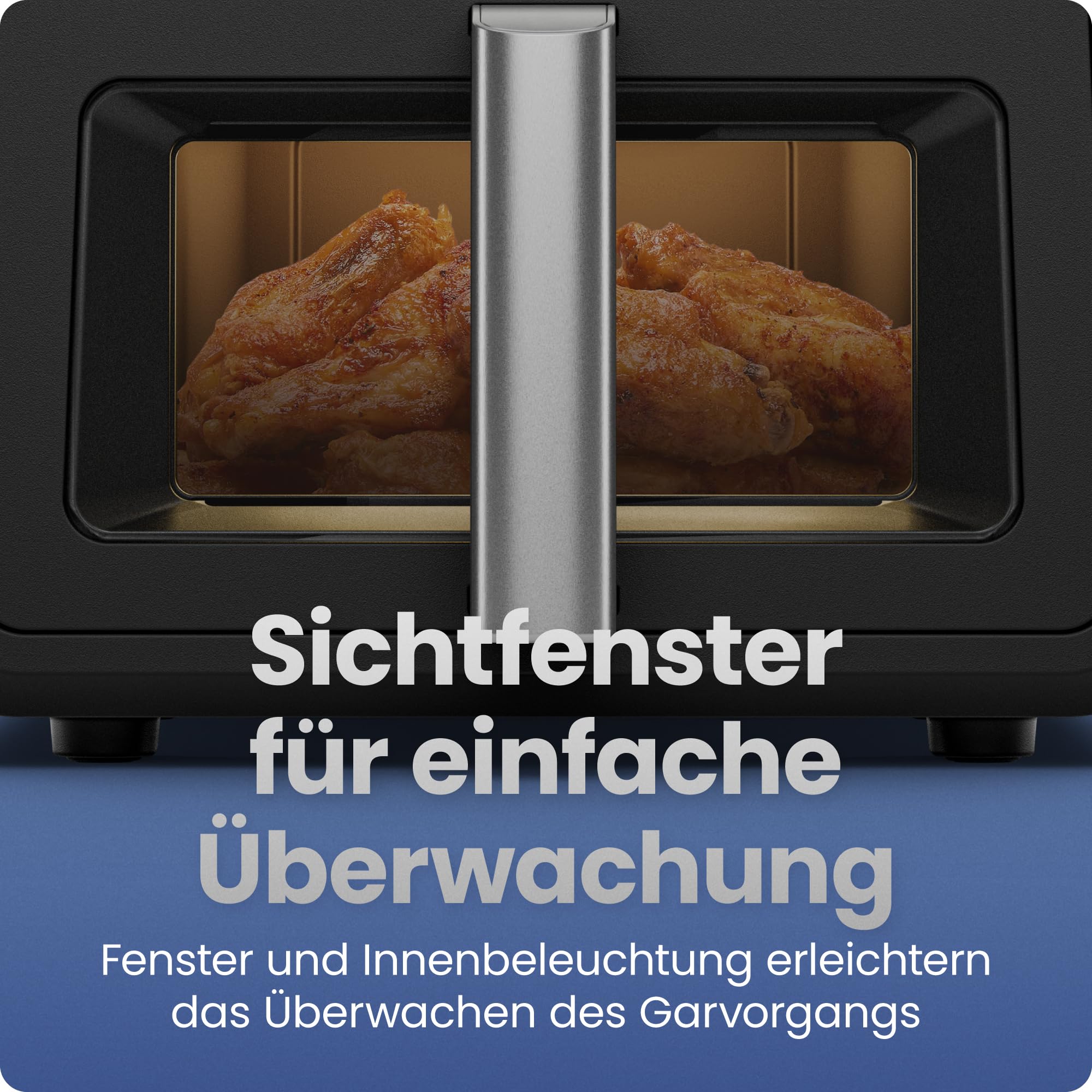 Chefman TurboFry 6-in-1 Heißluftfritteuse 8,5L, 230 °C, XL-Korb | Sichtfenster, Heißluftfrittieren, Backen, Grillen, Aufwärmen, Dörren, Auftauen, Schwarz