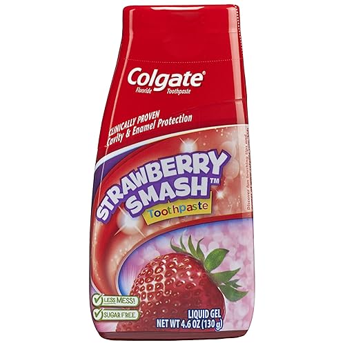 Colgate Pasta de dientes con flúor Strawberry Smash Gel líquido 4.60 oz (paquete de 1)