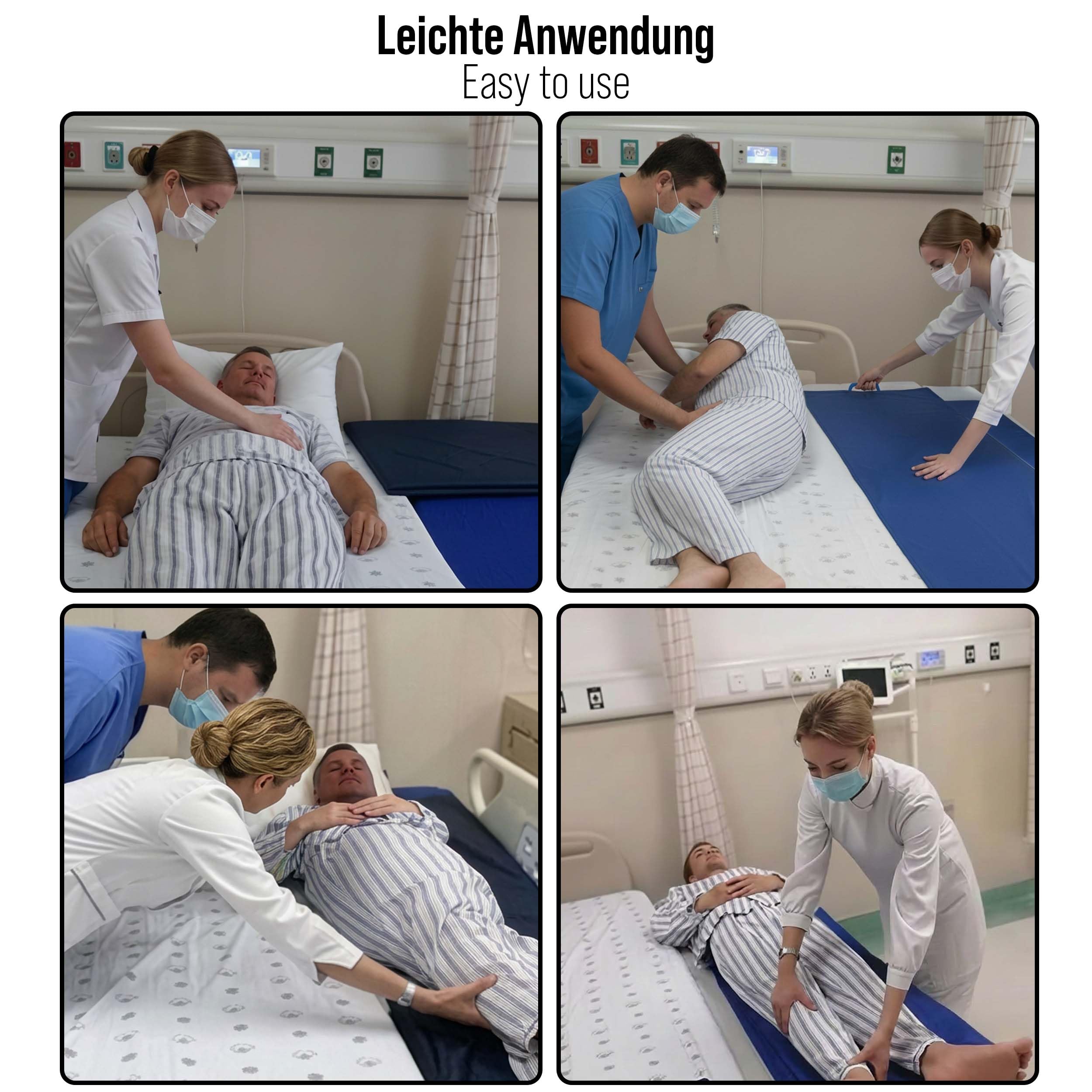 Pulox RB-100 Rollboard Umbettungshilfe Transferbrett bis 150 kg | Medizinisches Transferbrett für den Patiententransfer, stabile Umbettungshilfe mit Belastbarkeit bis 150 kg