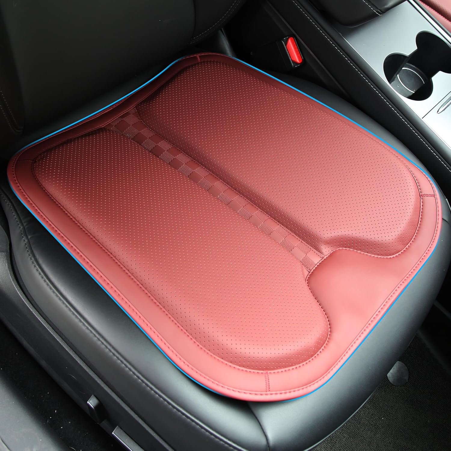 Car Seat Cushion Premium Leather Comfort Memory Foam Seat Pad Pillows Breathable Comfortable Driving Wheelchair Cushion Chair Pads Universal Car Seat Office Chair (1 Piece/Red) Tacora Red 1 Piece