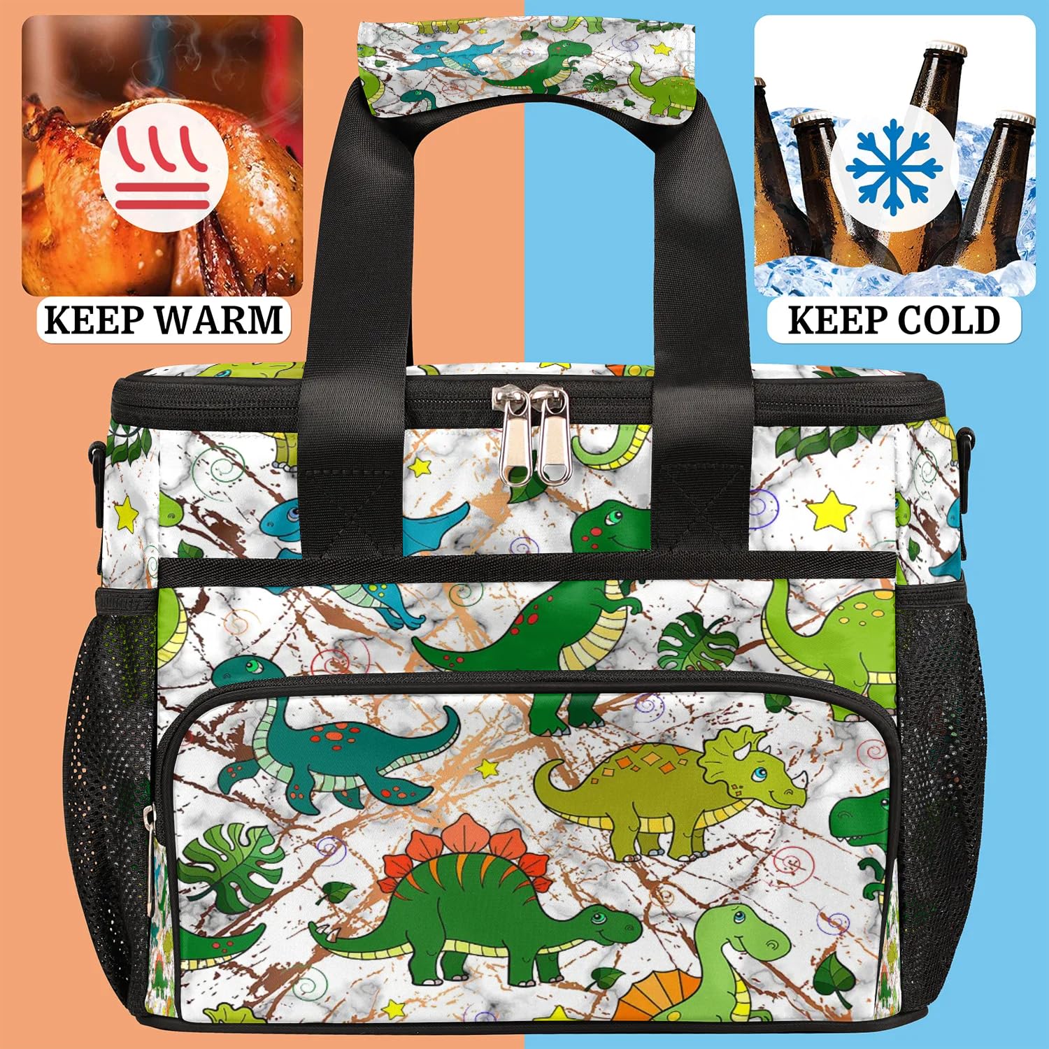 Große Lunchtasche aus Marmor, für Erwachsene, Herren, Damen, Kinder, Mädchen, Jungen, Textur, Marmor, Dinosaurier, isolierte Lunchbox, Kühltasche, Kühltasche, Kühltasche, Kühltasche, Kühltasche, für