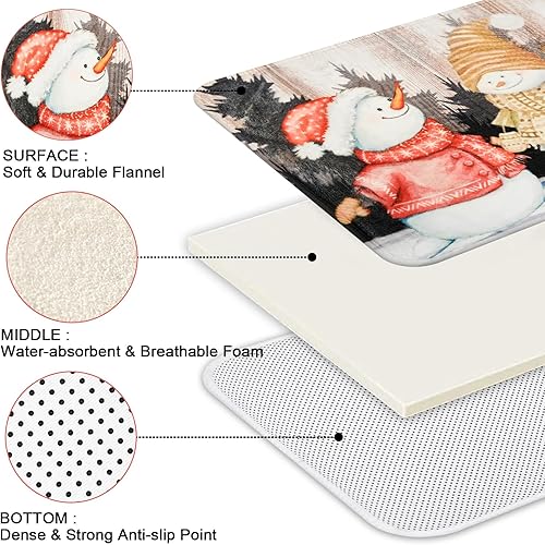 Miniatura 5 de Likiyol Juego de 4 cortinas de ducha navideñas con alfombras antideslizantes, cubierta para tapa de inodoro y tapete de baño, cortinas de ducha de