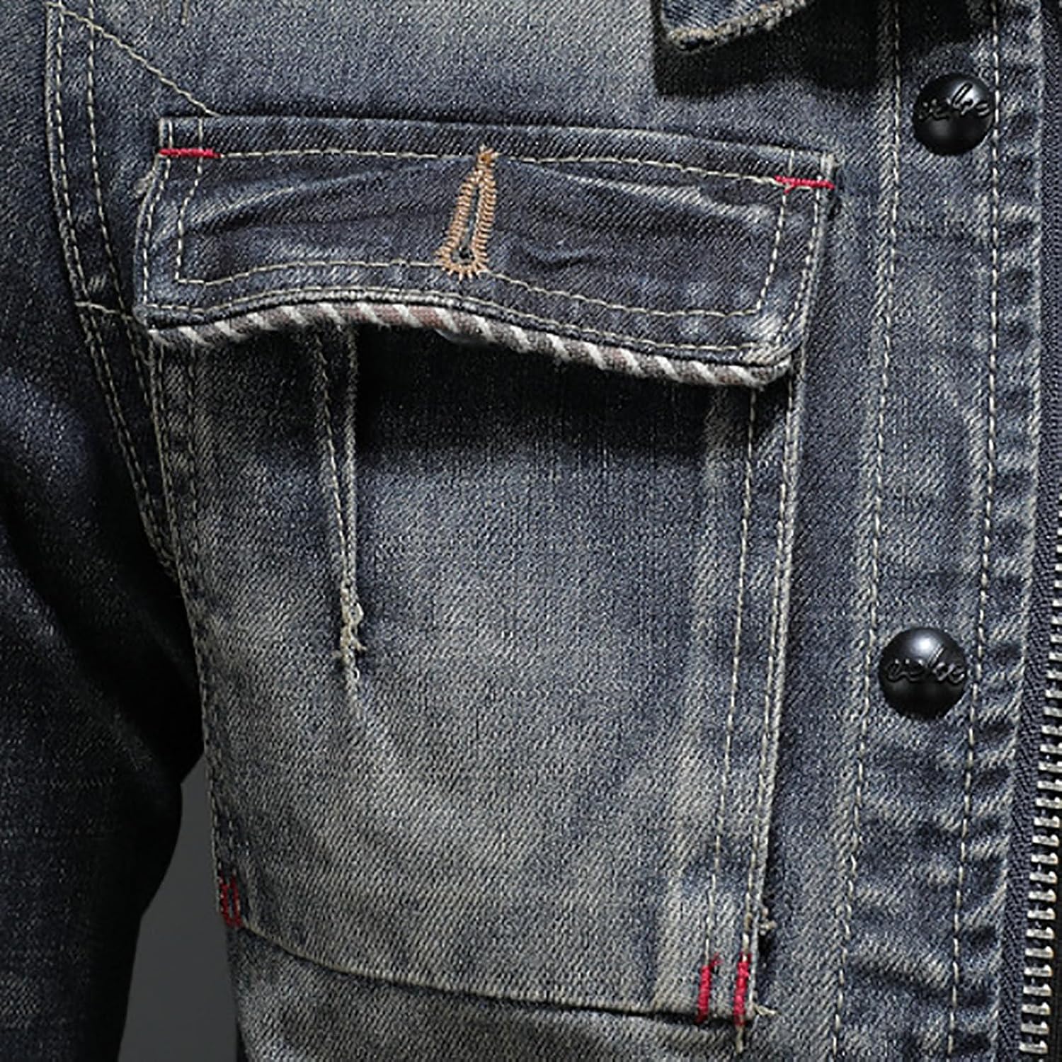 Cambkatl Men's Distressed Jean Jacket Stylish Trucker Outerwear Zip Up Casual Long Sleeve Denim Jackets with Pockets