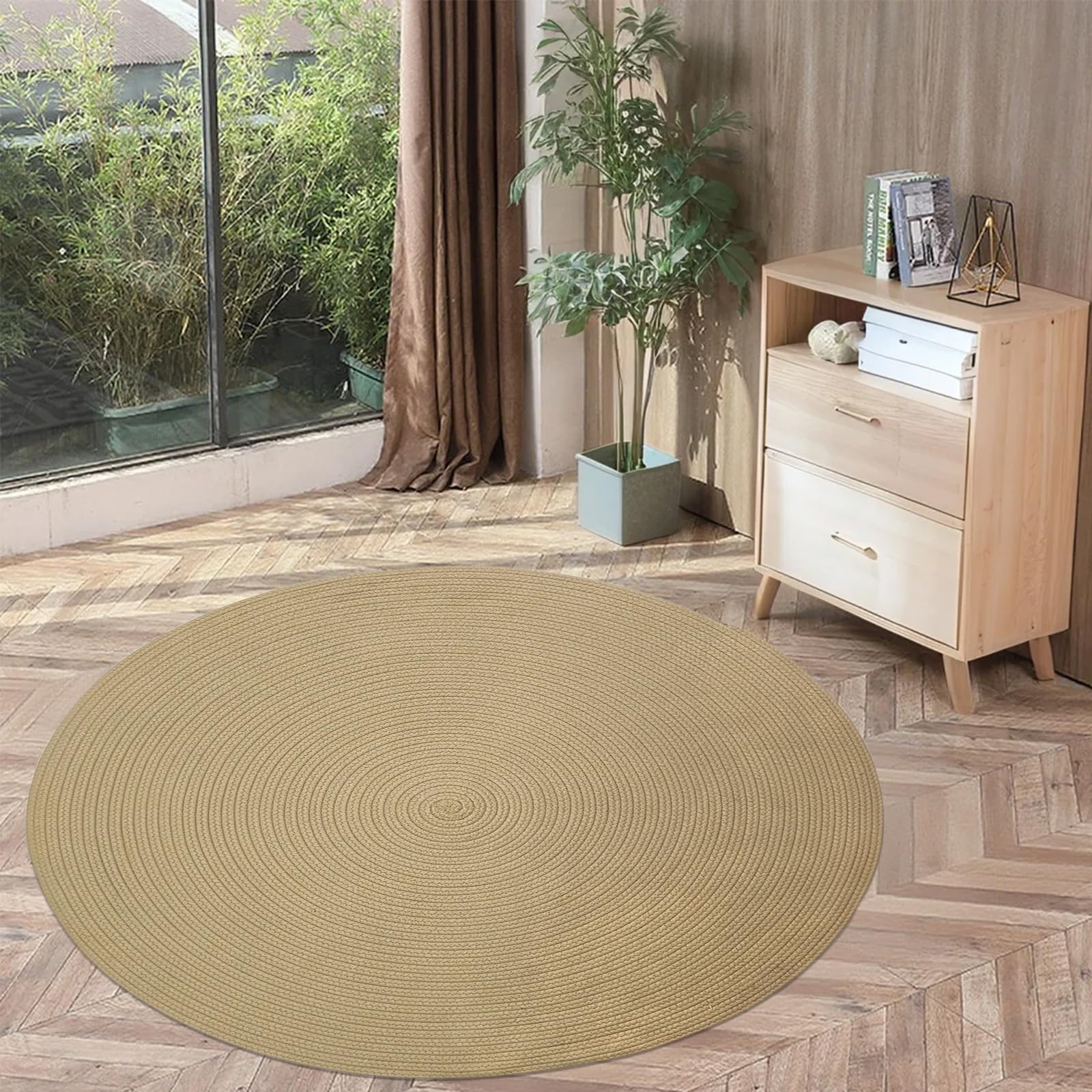 Tapis rond en coton USTIDE lavable en machine pour éliminer la poussière