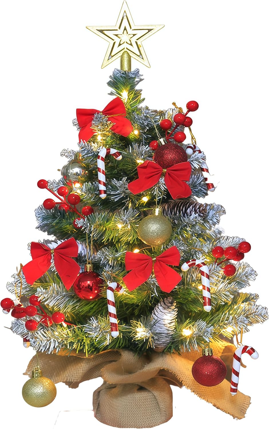 Small Christmas Tree 24 Inch Mini Artificial Christmas Tree for Table Top DIY Christmas Decor Gift (A)