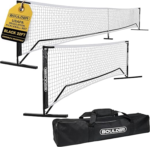 Boulder Pickleball Net - Premium USAPA Standard Full Court 22ft Pickleball Net Set with Additional 11ft Half Court Pickle Ball Tennis Net