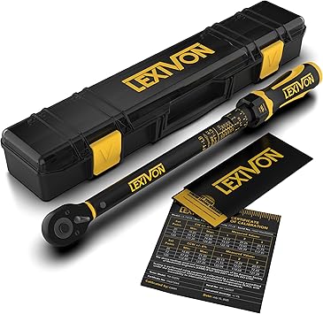 LEXIVON Torque Wrench, 3/8-Inch Drive, Dual Scale 20-120 FT-LB 27.1-162.7 Nm, Premium Rubber-Grip Handle, Deluxe Hybrid Case LX-TW38