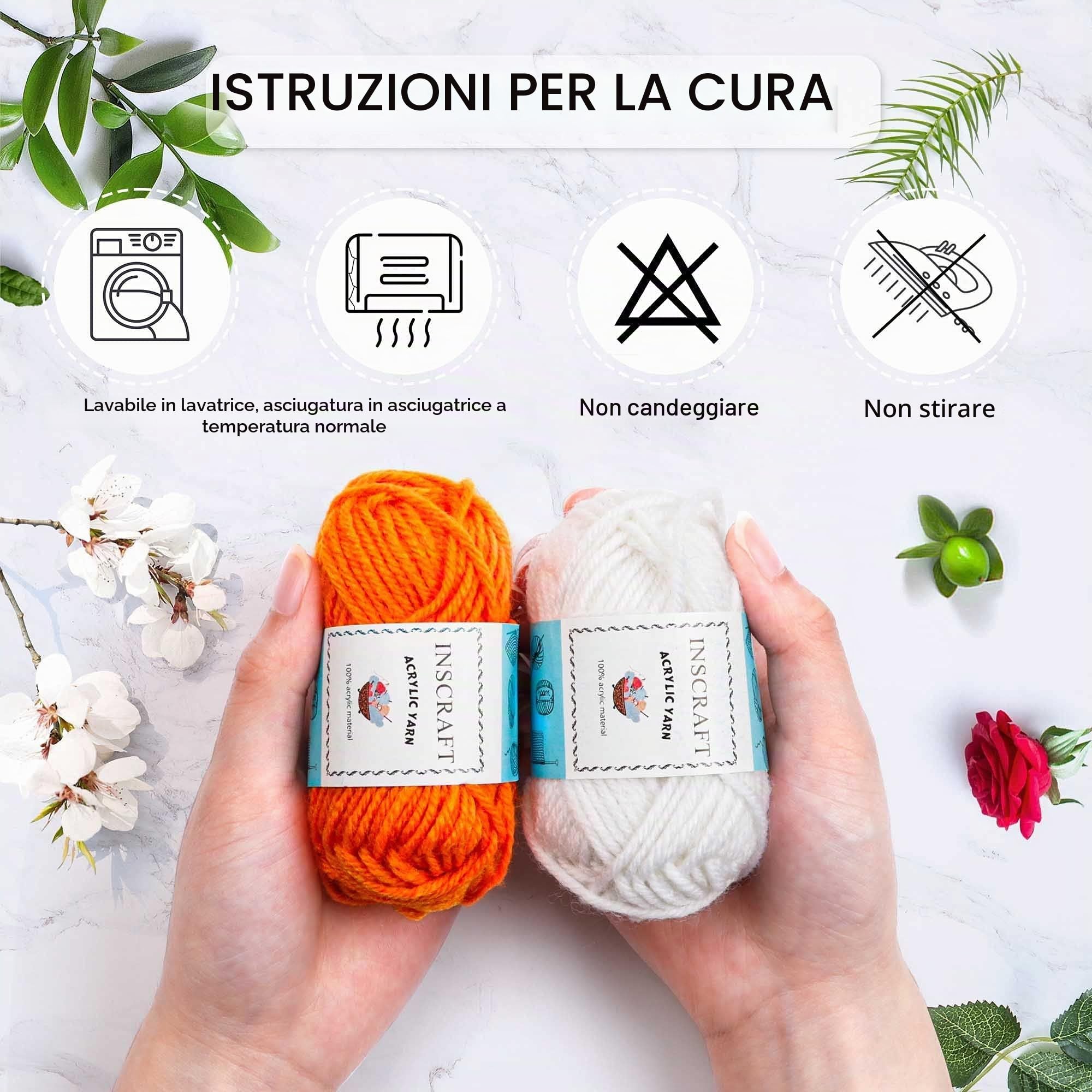 INSCRAFT 62 matasse di filati acrilici, 2000 m di filato per lavorare a maglia e uncinetto, include 2 uncinetti, 2 aghi per tessitura, 10 pennarelli per punti, kit perfetto per principianti per adulti