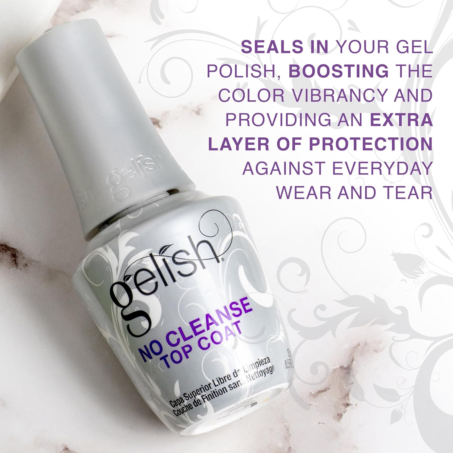 Gelish No-Cleanse No Wipe UV/LED Gel Nail Polish Top Coat Sealer, 15mL