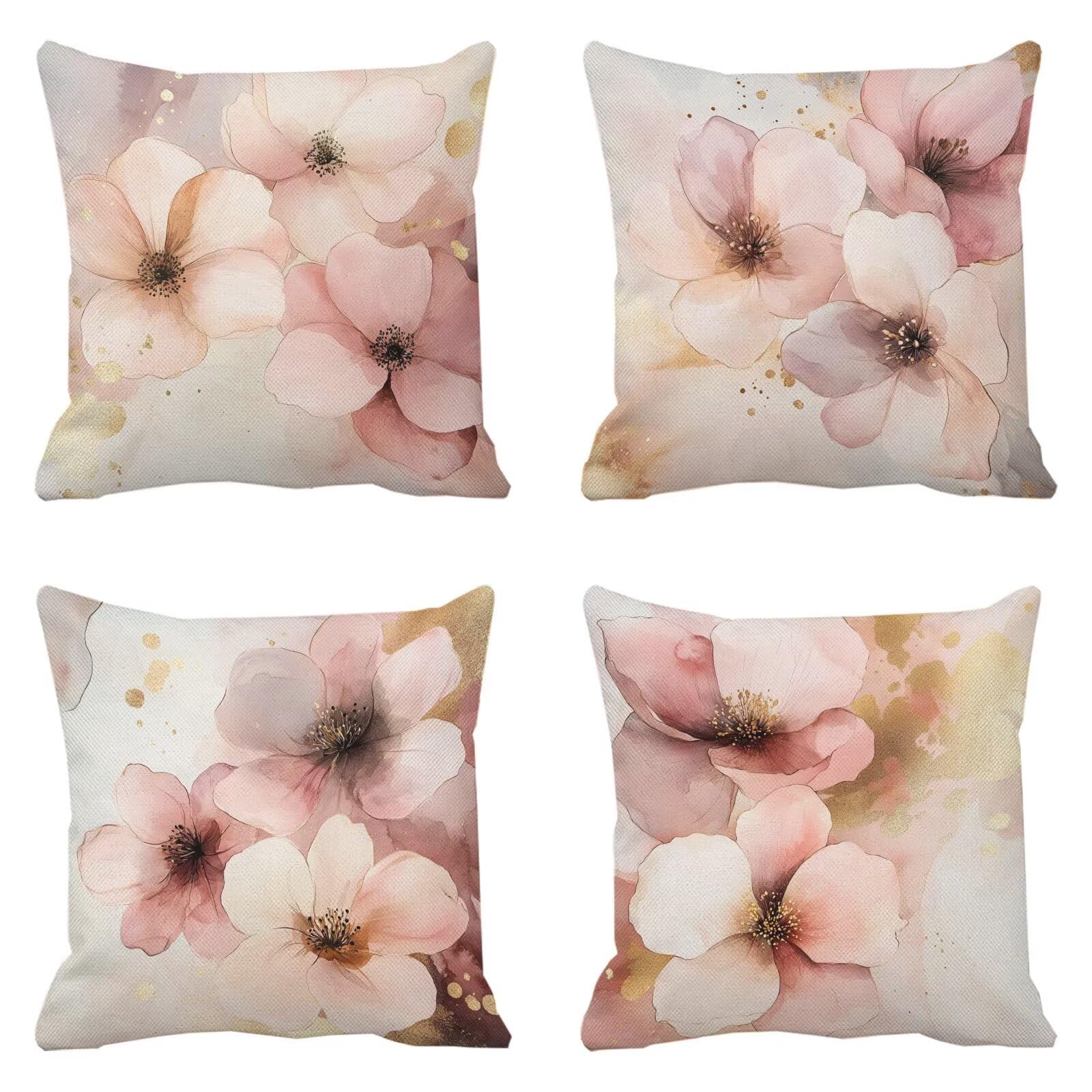 Housse coussin 50x50 rose et crème imperméable pour canapé de jardin g-672