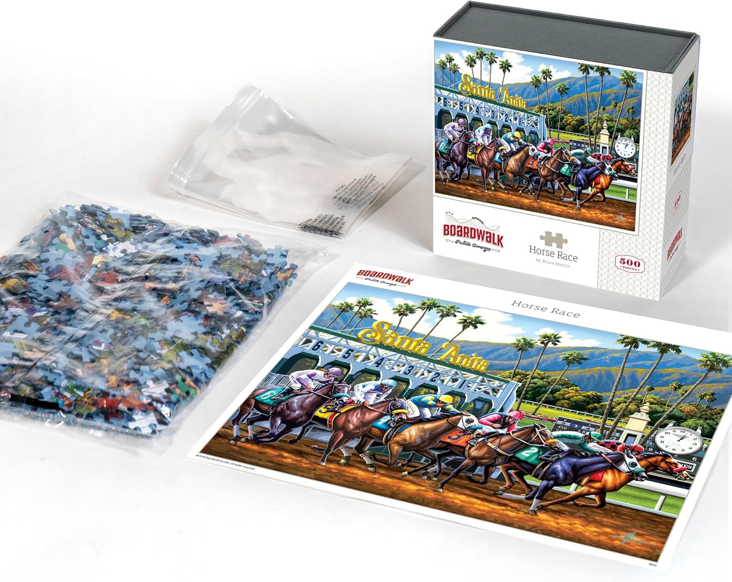 Boardwalk Puzzles Horse Race, 500 Piece Jigsaw Puzzle for Adults, Made in USA