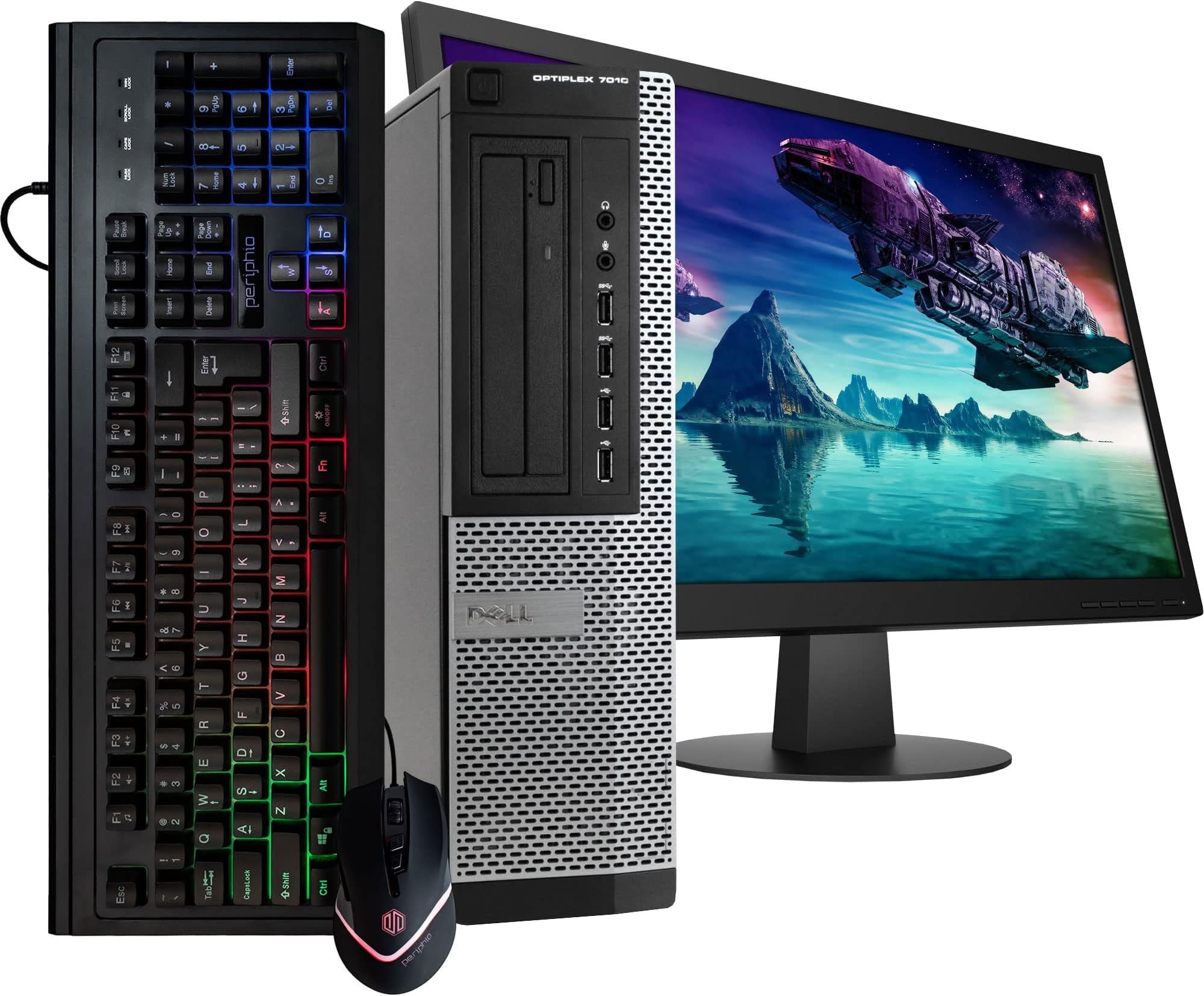 Dell Optiplex 7010 Small Desktop Computer (SFF) | Quad Core Intel i5 (3.2GHz) | 16GB DDR3 RAM | 2TB HDD Hard Disk Drive | Windows 10 Pro | 24in Monitor | RGB Mouse + Keyboard (Renewed)