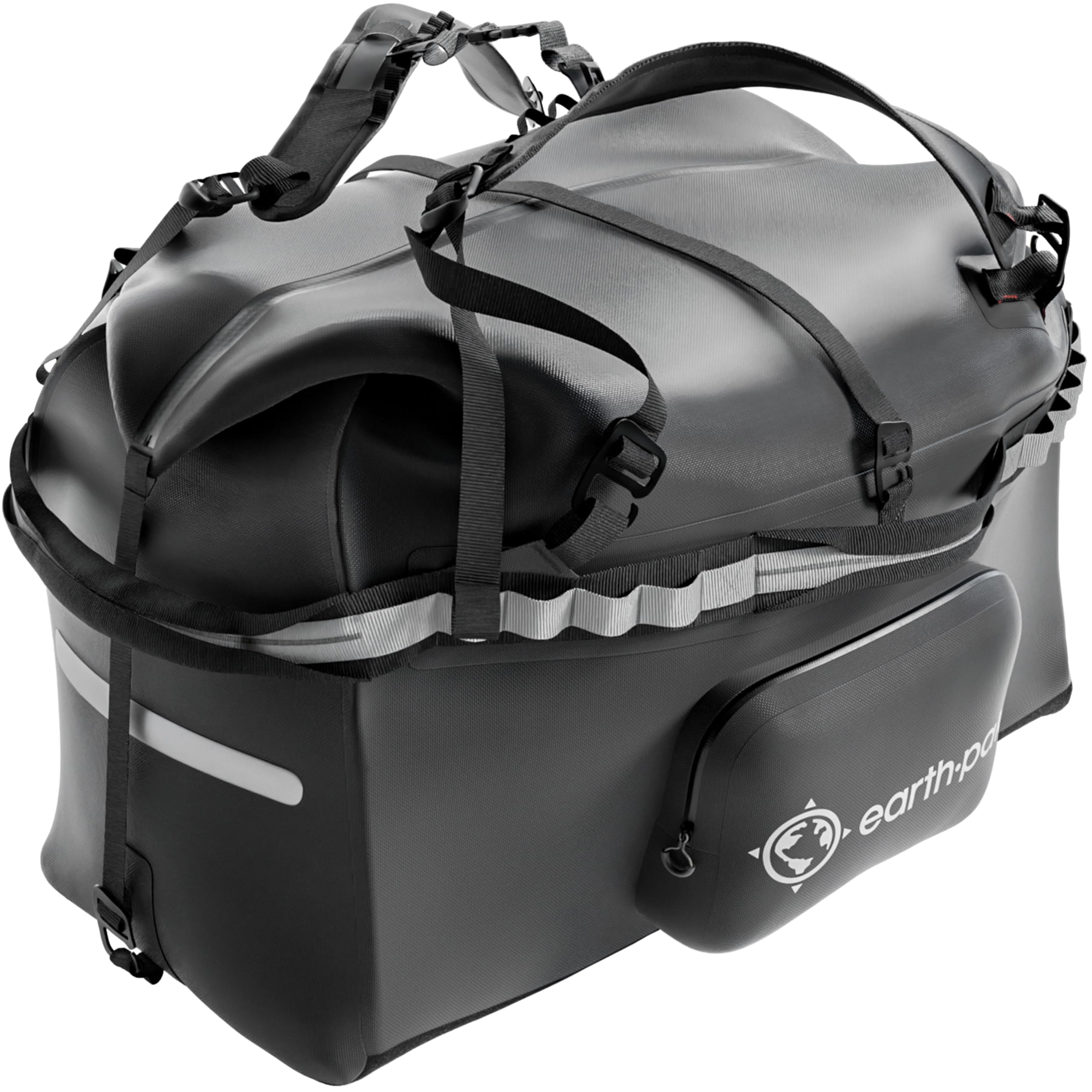Earth Pak Large Waterproof Dry Bag - 1680D TPU - Heavy Duty Camping & Boat Bag - 8x8 Popout Pocket - 160L (Black)