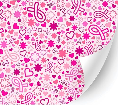 Miniatura 5 de HTV4U Vinilo de transferencia de calor con estampado de conciencia sobre el cáncer de mama (cinta rosa pequeña, 13.5 pulgadas x 3 yardas)  Vinilo