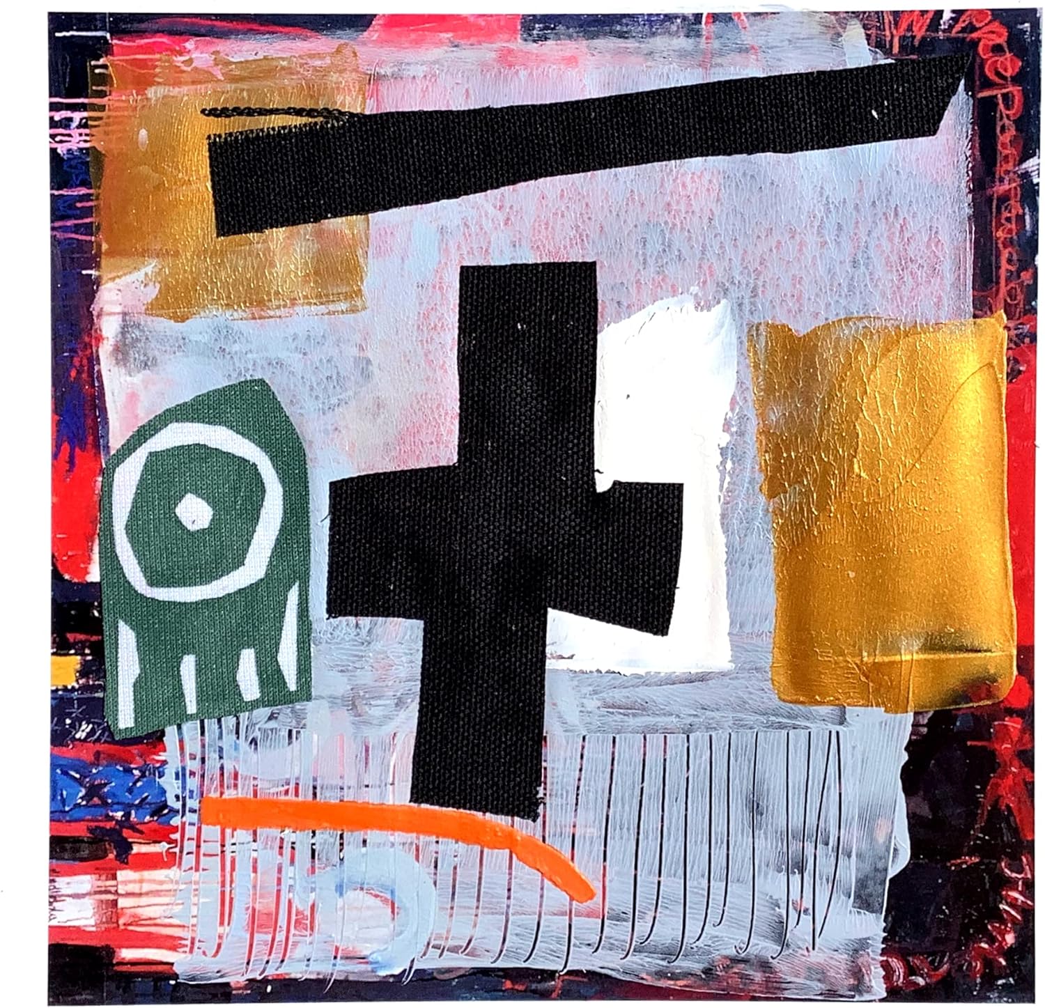 Abstract Collage- unique original handmade home decor interior design item; approx 10" x 10"