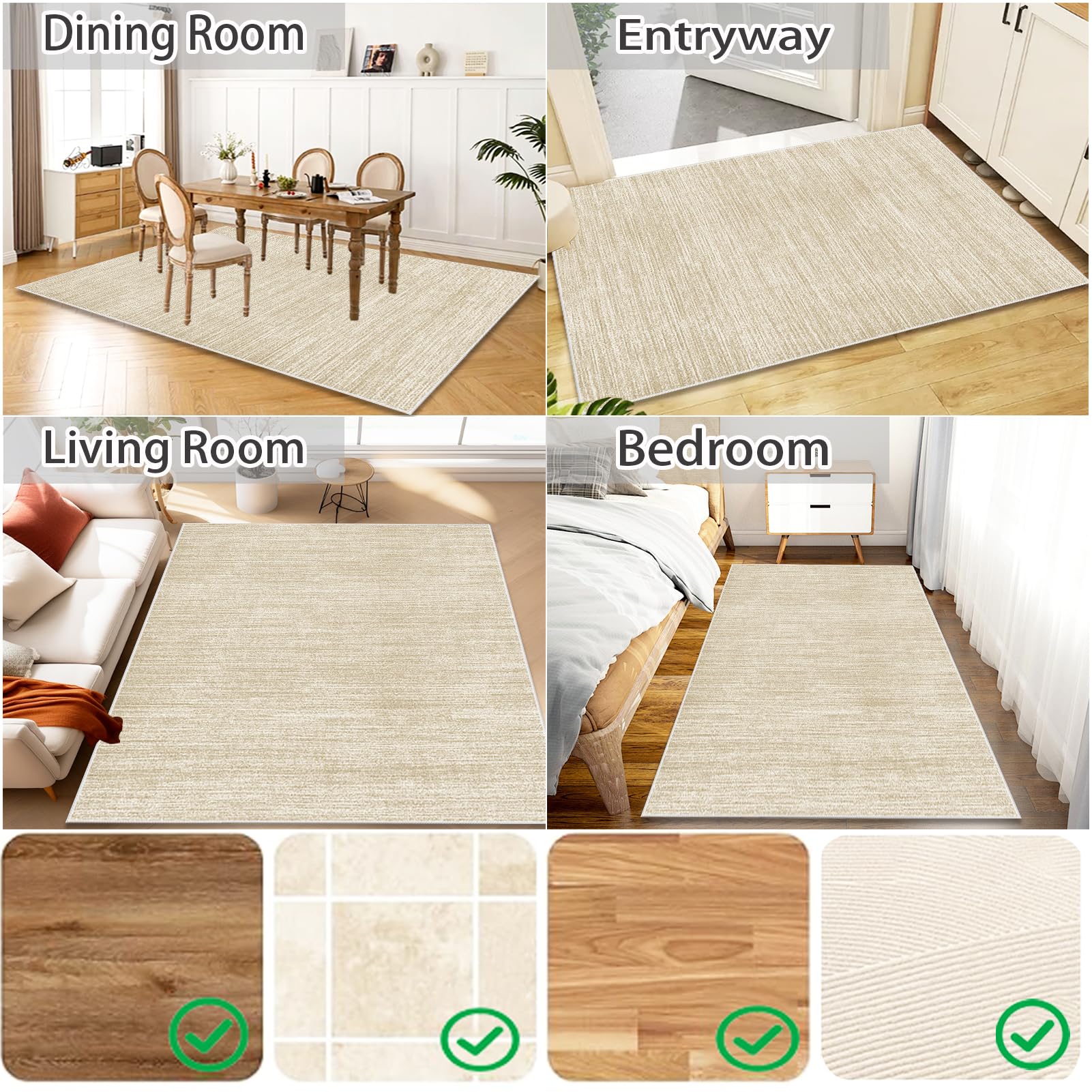 Tapis Chaise de Bureau Gaming 150 x 160 cm, Tapis de Protection en Carrelage, Tapis de Sol Bureau Tissu Tapis Chaise Gaming Antidérapant Tapis Protège-Sol pour Chaise Tapis pour Fauteuil Beige