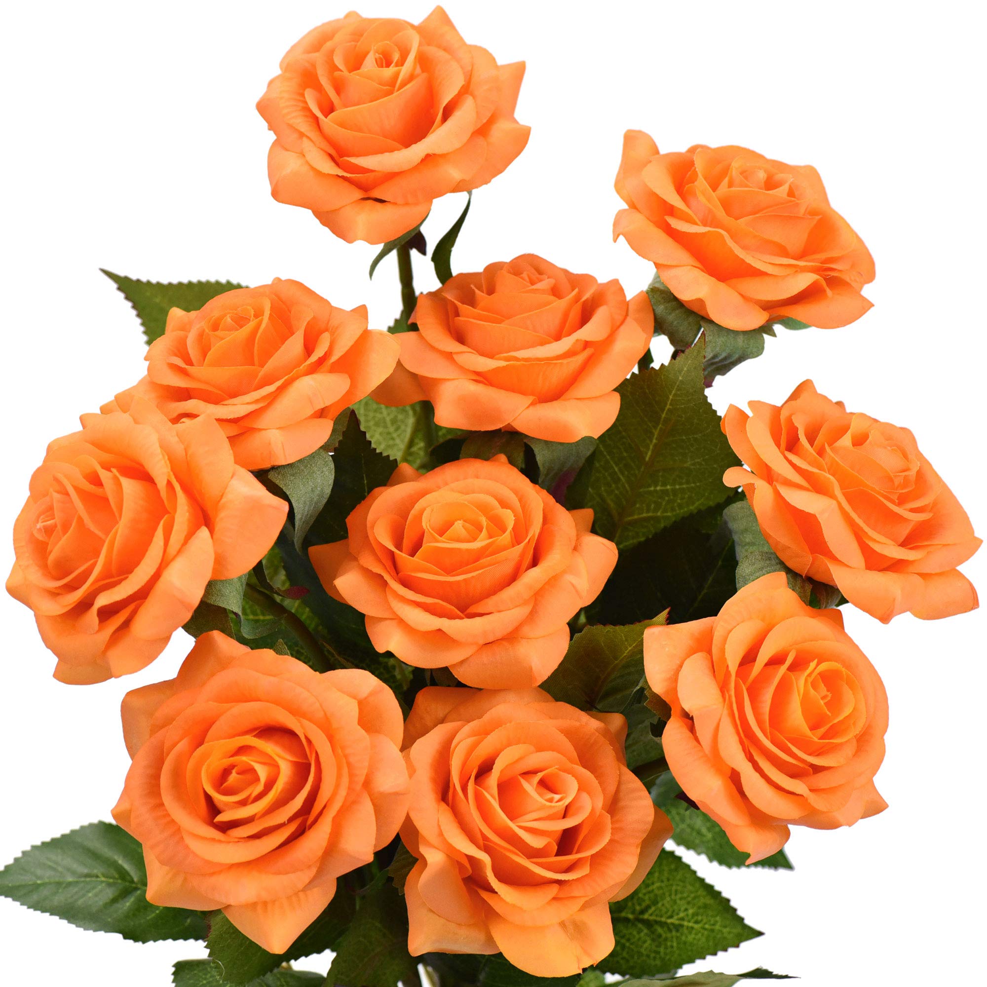 FiveSeasonStuff Real Touch Rose arancioni fiore artificiale 10 steli di rose di seta 'petali sentire e guardare come rose fresche' bouquet di fiori composizioni floreali