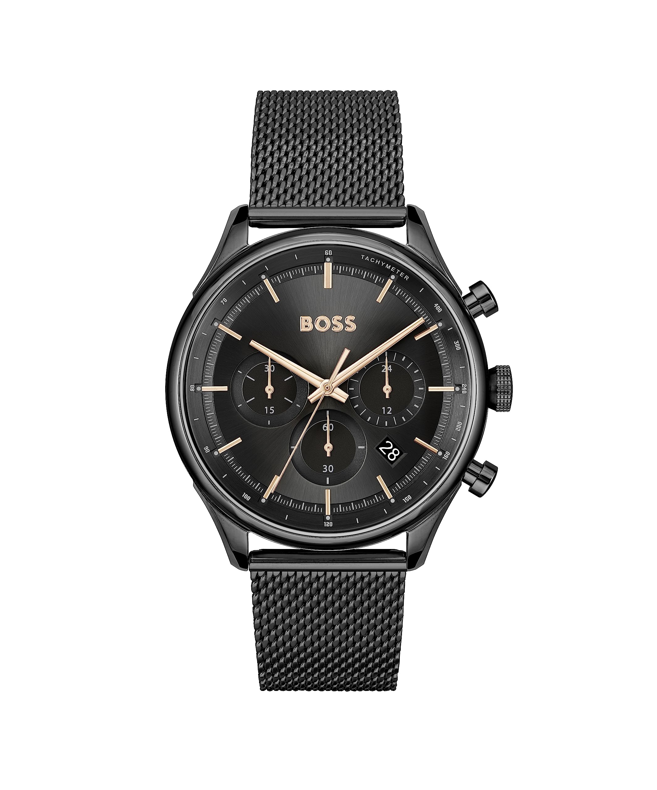 BOSS Chronograph Quartz Watch for Men Gregor Collection with Black Stainless Steel Mesh Bracelet - 1514065