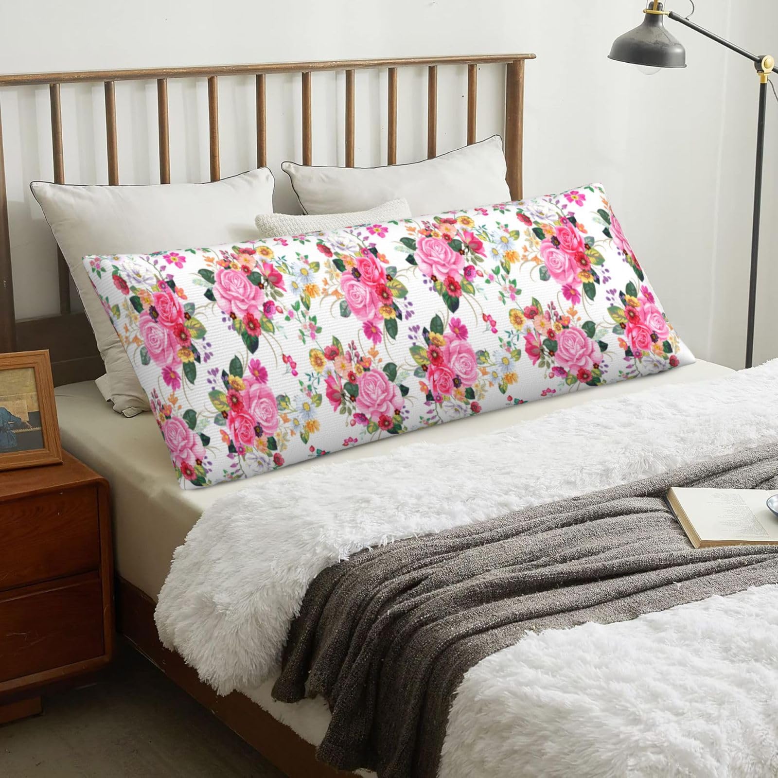 Vintage Bouquets Flower, Body Pillow Cover with Zipper,Long Body Pillowcase 20 x 60 in