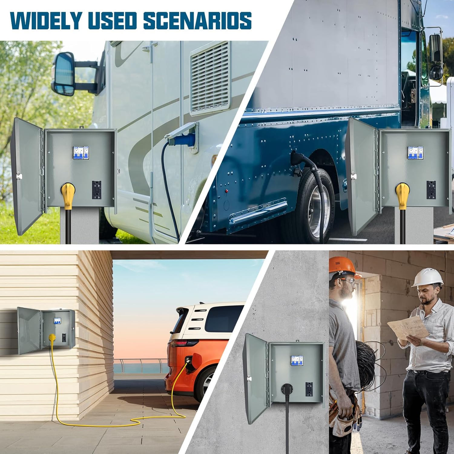 50/20 Amp RV Outlet Box with Breaker, Weatherproof Outdoor Temporary RV Electrical Panel for RV,Camper,Travel Trailer