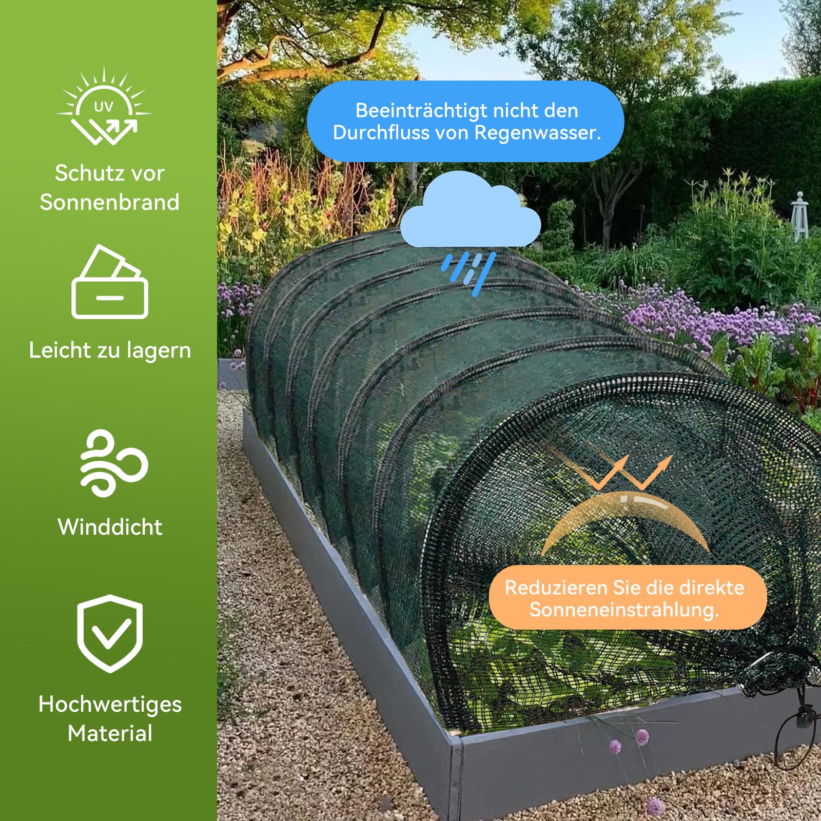 Tunnel de plantation, tunnel de jardin, pliable, 300 x 30 x 45 cm, tunnel de protection pour semis, serre avec système d'emboîtement, 6 arcs de tunnels, pour l'élevage, parterre surélevé, potager