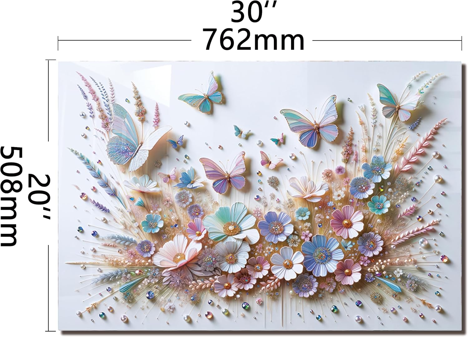 DAIFURONGE Tempered Glass Backsplash For Kitchen, Butterfly Flower Gesign Stove Backsplash Panel,Easy to Clean,Wall Decor (Art Deco 1, 30"x20"(76.2x50.8cm))