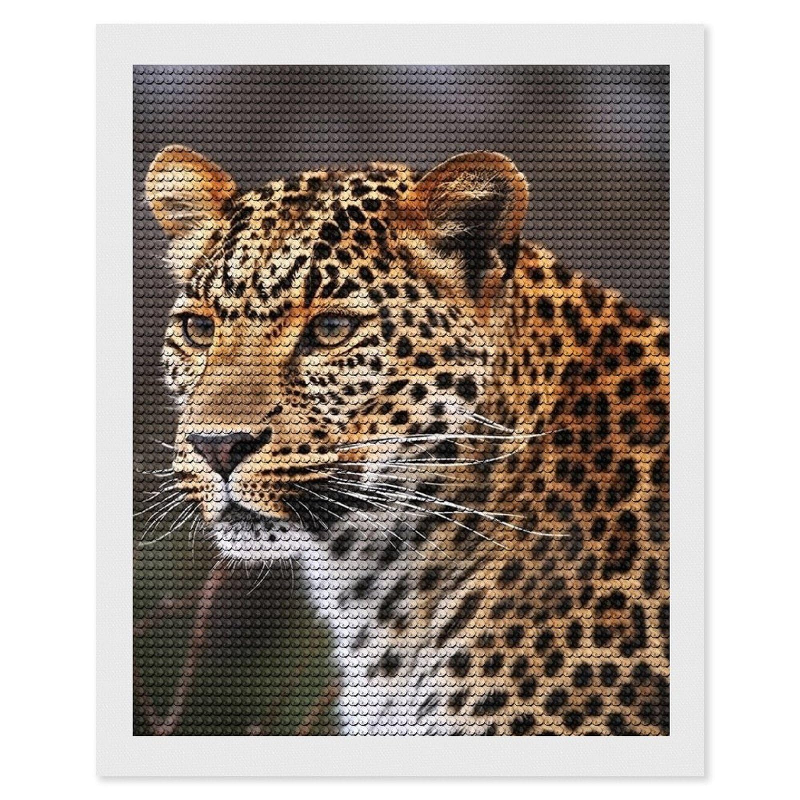 FodPand Diamond Art Kits for Adults, 5D Aurora Diamond Painting Kits for Beginners, Leopard5 DIY Full Drill Dots Gem Art Paint Crafts for Home Wall Decor 16"x20"