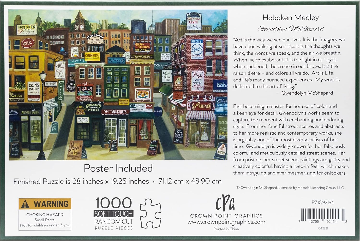 Crown Point Graphics Hoboken Medley 1000 Pieces Puzzle, 28 x 19.25 Inches image 5