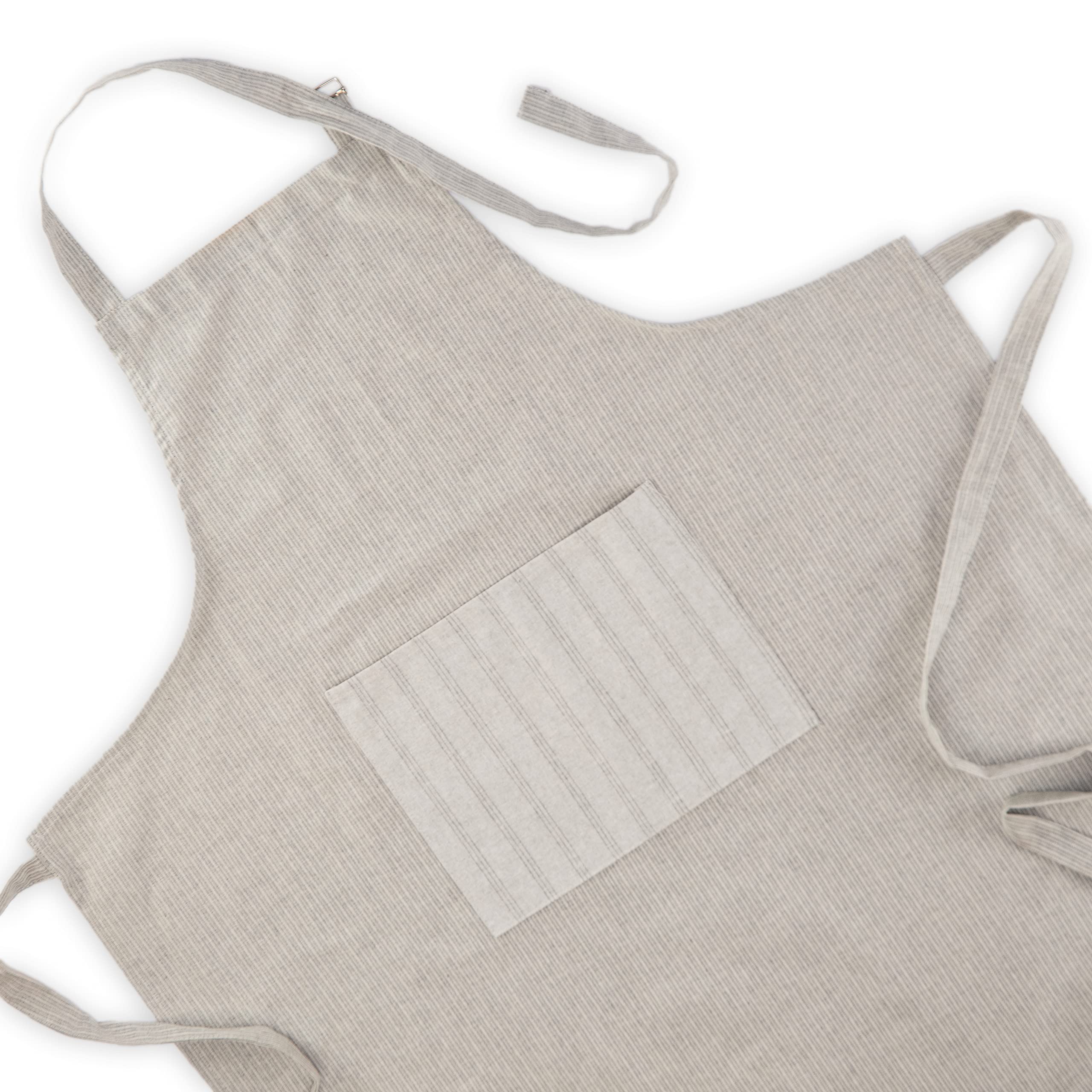 SancarlosRecycled Noma Kitchen Apron with Pocket, Premium Design, Grey Stripe Print, 100% Cotton, Adjustable Measures, Grey Stripes, One Size