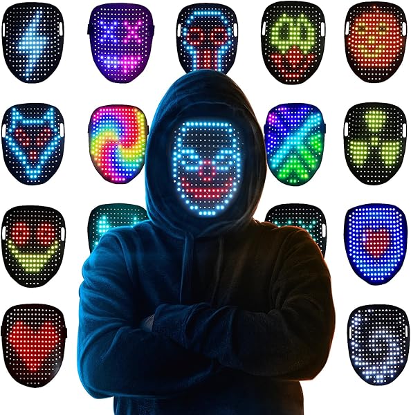 Mr.Pang LED Mask Light up Mask with Gesture Sensing, Cool Face Transforming Mask, Perfect Gifts for Halloween Christmas Birthday Cosplay Party
