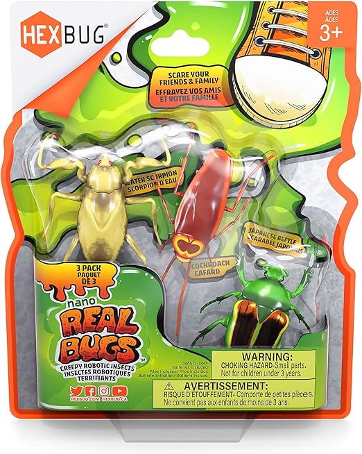 HEXBUG Real Bugs Nanos 3 Pack, Fake Insect Toy Figures, Vibration Powered Critters, Gift for Boys and Girls, 3 Years Old and Up