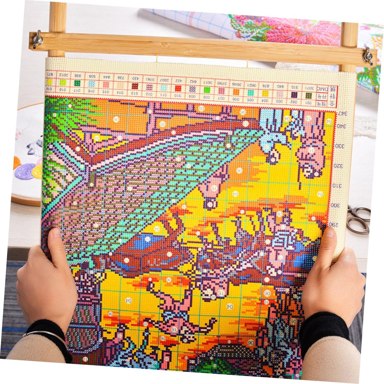 Hohopeti Embroidery Tapestry Frame Practical Hand Embroidery Stand Needlework Storage