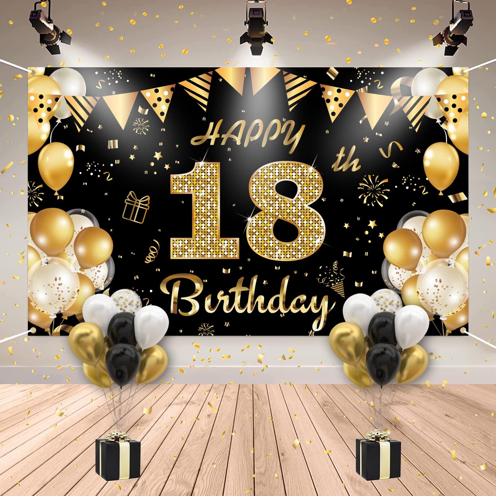 KOLIPHY 18. Geburtstag Banner Rose Gold - 180x110cm Stoff Geburtstagsdeko Für Jungen & Mädchen