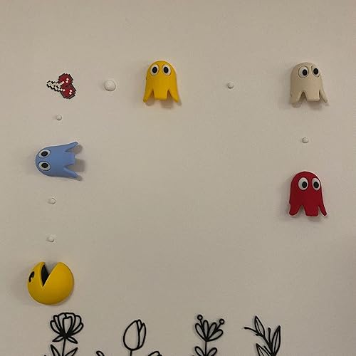 Miniatura 7 de Retro Arcade Inspired Wall Decor Set - Juego de personajes de juego impresos en 3D y cereza de 3 pulgadas, decoración de pared retro arcade de 3