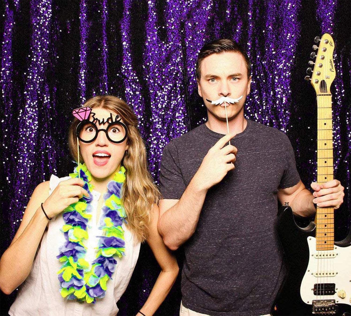 JYFLZQ Purple Sequin Backdrop Curtains 4ft x 6.5ft 1 Panel Glitter Photo Booth Backdrops Sparkly Photography Background Drapes for Parties Wedding Bridal Showers