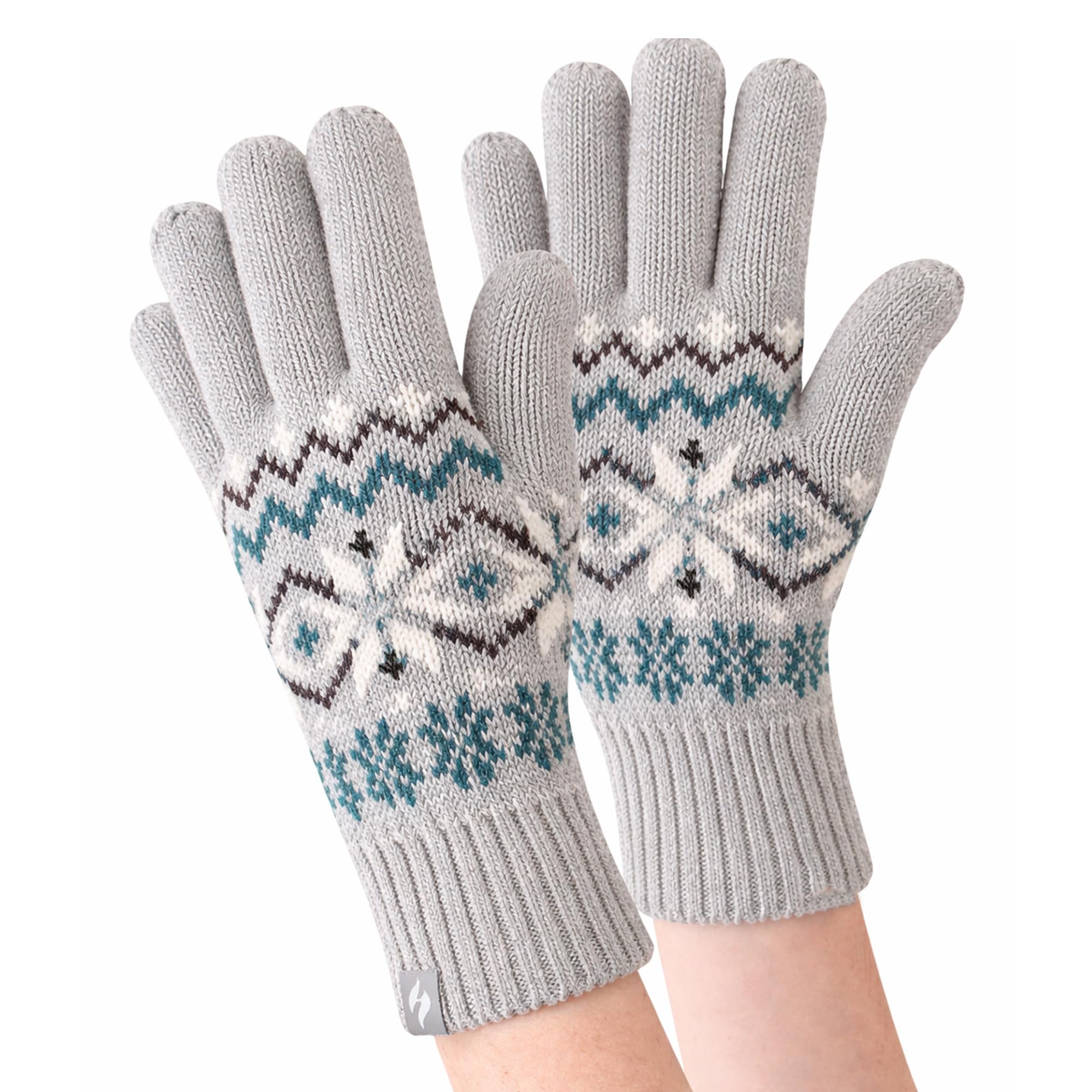 HEAT HOLDERS - Ladies Cute Striped Fairisle Warm Knitted Fleece Lined Winter Thermal Gloves