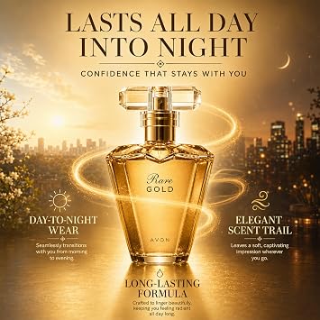 AVON Rare Gold Eau de Parfum for Women Long Lasting Ylang-Ylang & Golden Amber Floral women perfume with Mandarin Zest Elegant Signature Fragrance & Timeless Gift Idea, 1.7 fl oz