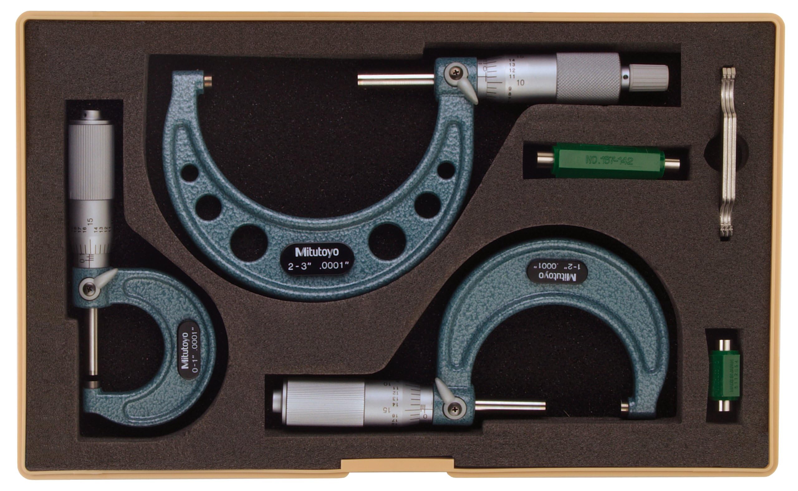 Mitutoyo 103-922 Outside Micrometer Set, 0-3